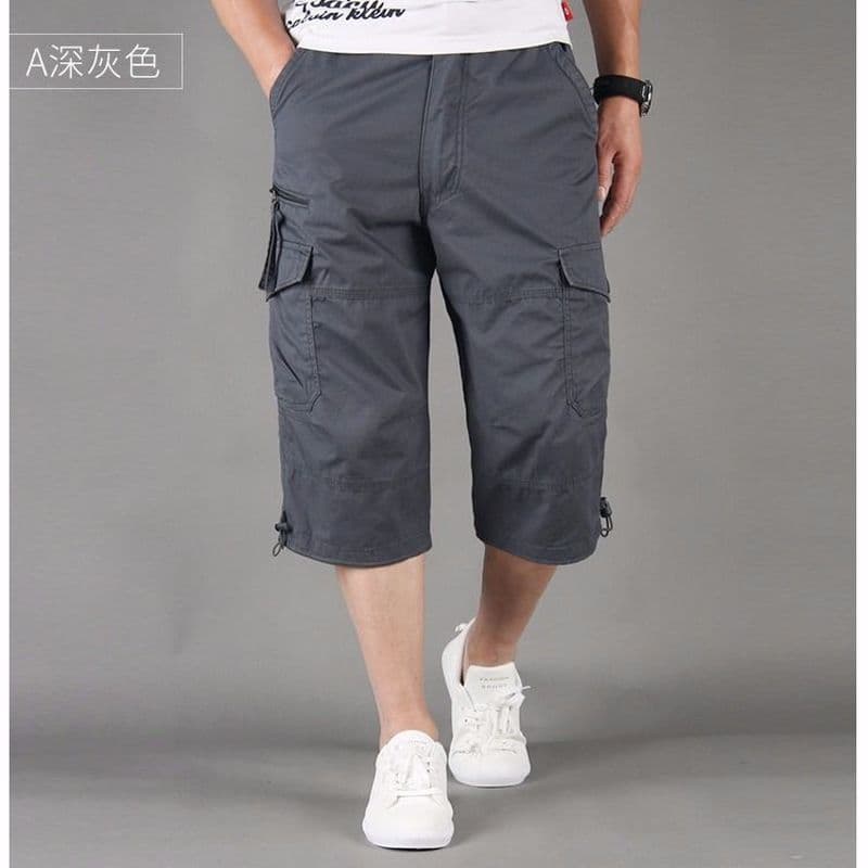 Atacado calças cortadas masculinas Multi-bolso calças soltas calças casuais calças grandes calças masculinas calças de 7