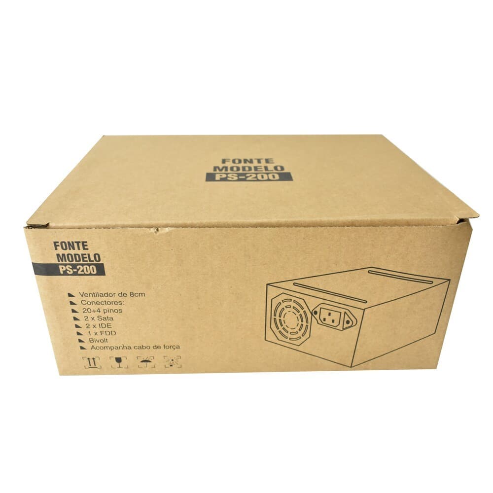 Fonte Atx Evus Ps-200 200w 20/24p 2 Sata Com Caixa [F133]