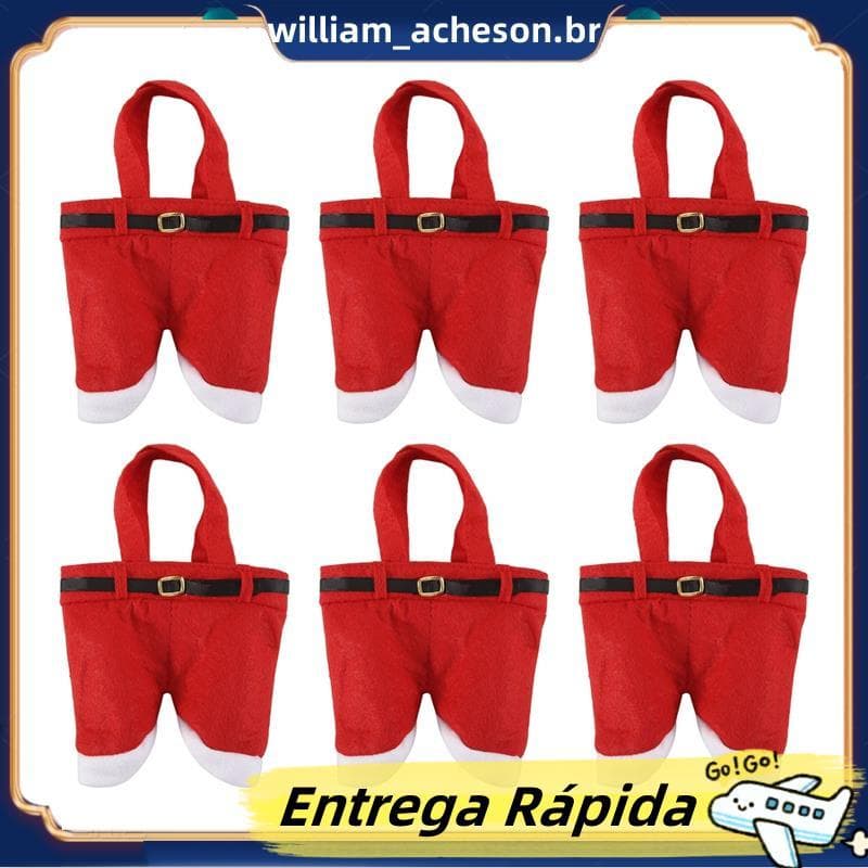 Sacos De Presente Para Calças De Papai Noel De Natal Com 6 Pacotes , Pequenos Doces , Bolsas Decorativas Presentes De Fe