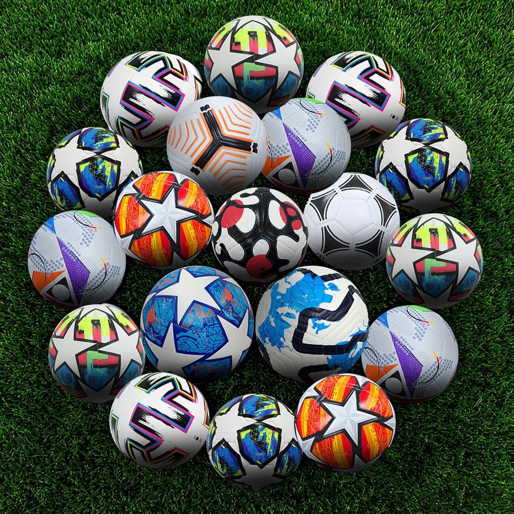Bolas de futebol personalizadas costuradas à máquina nos tamanhos 5, 4 e 3, bolas de futebol de PVC para estudantes e cr