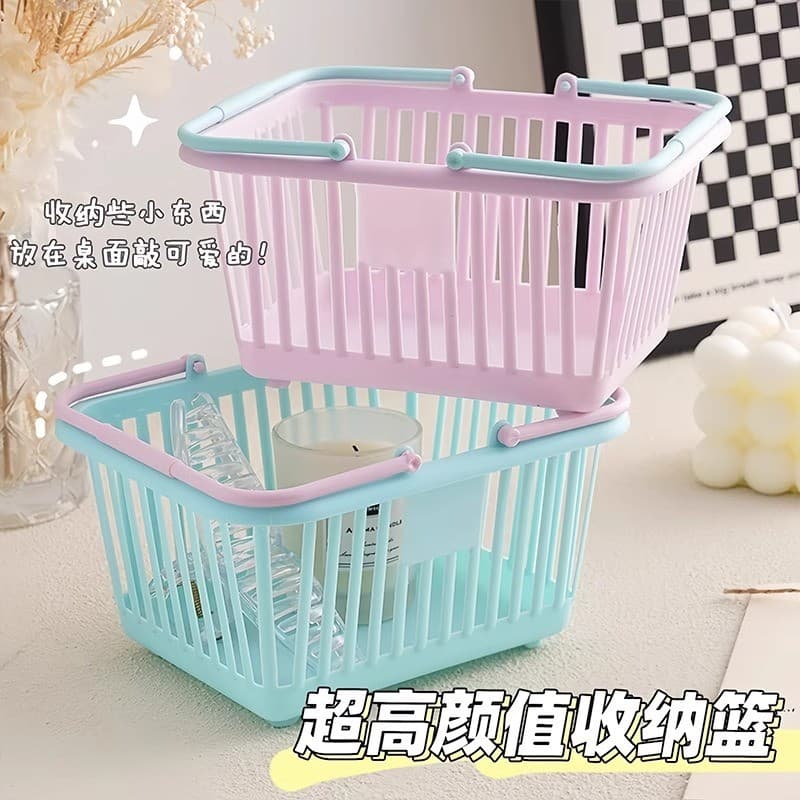 Bonito Mini cesta de armazenamento de mesa estudante papelaria caneta titular higiene pessoal cosméticos organizador cai