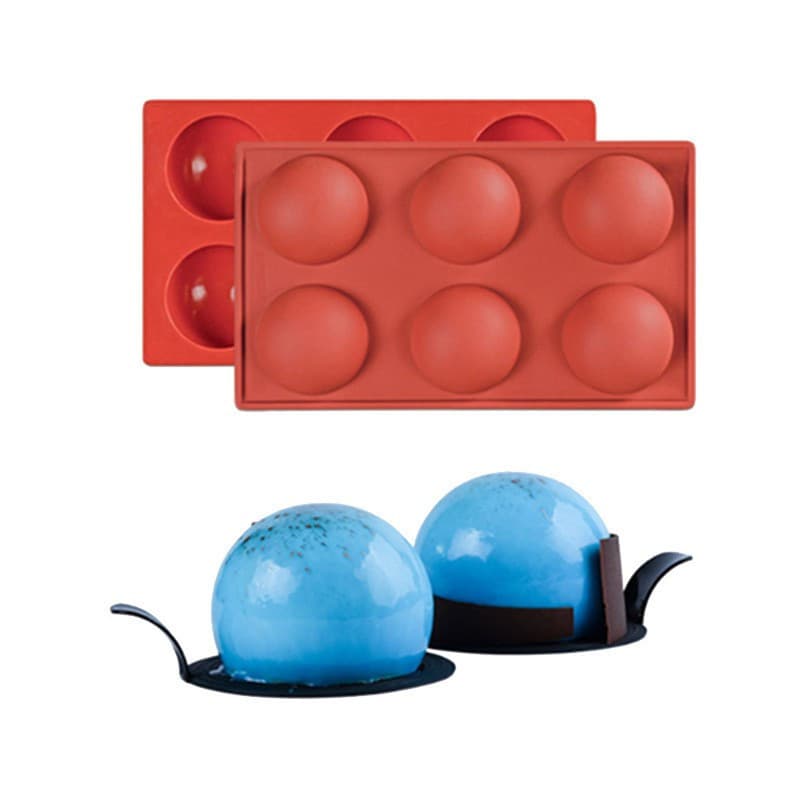 6 Furo Meio Esfera Forma De Bola Moldes De Silicone Hemisférico Para Bolos Sabão manual Geléia Pudim De Chocolate Gelo C