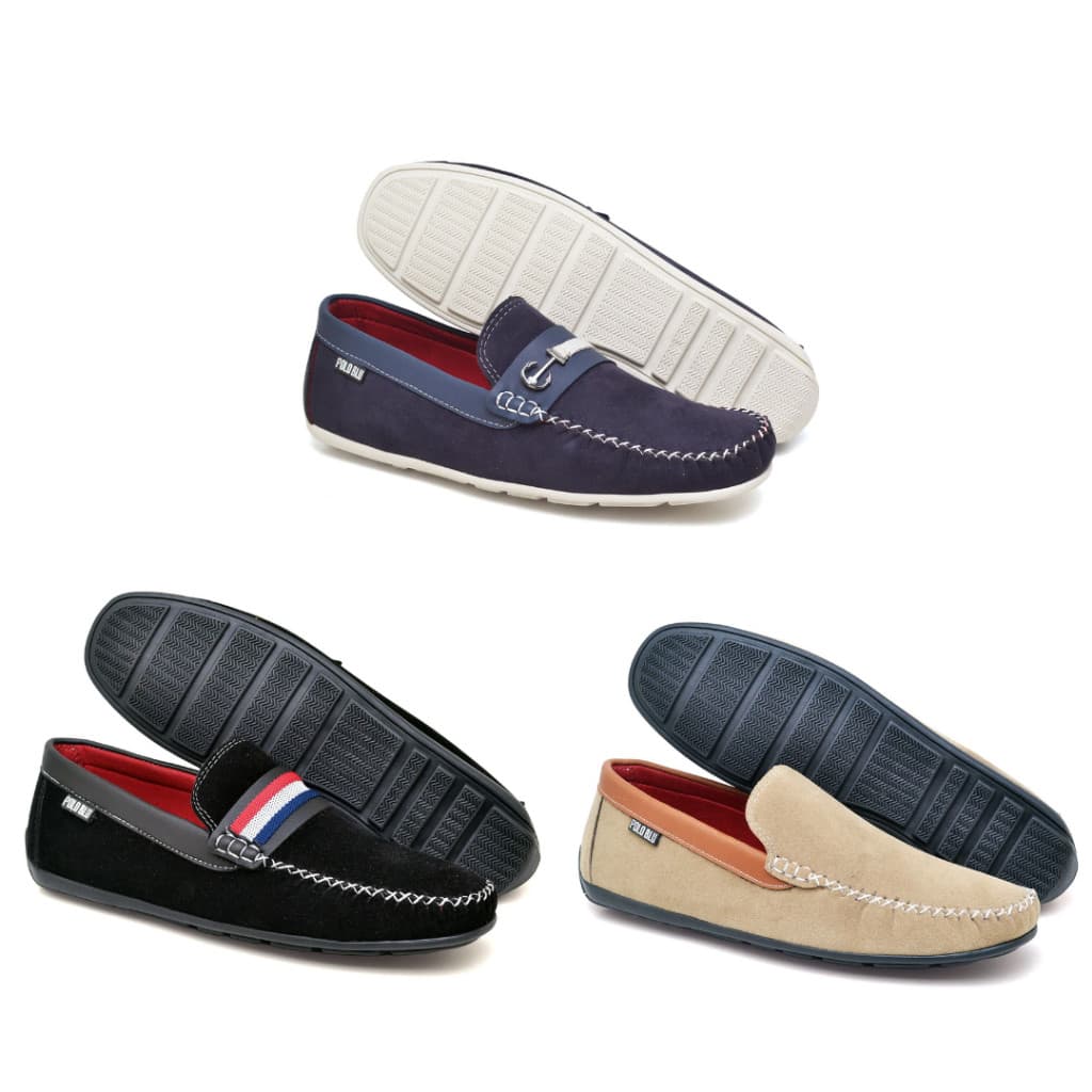 Combo Especial 3 Pares Sapato Mocassim Masculino em Camurça Confortável e Leve