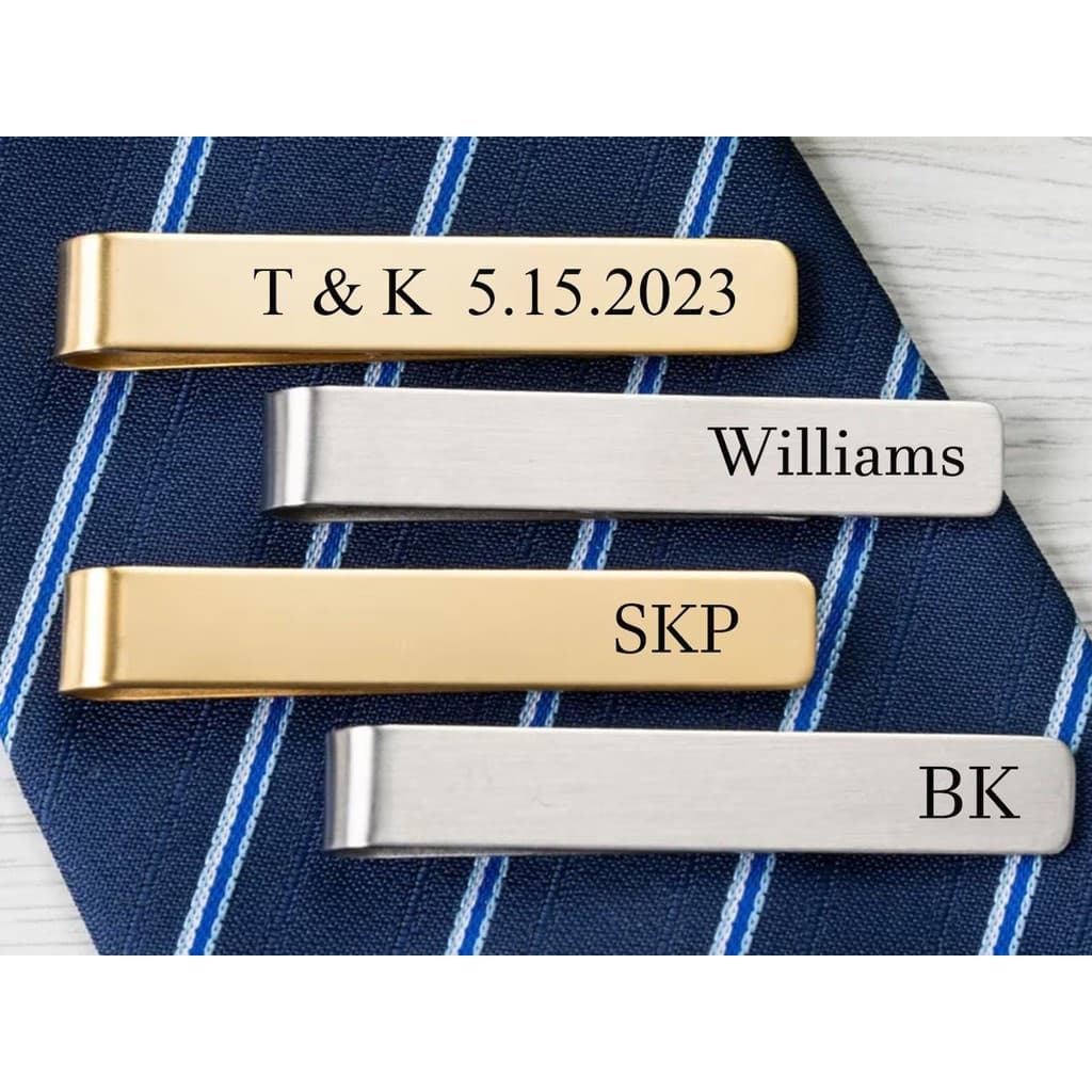 Clipe de Gravata Personalizado para Homens, Aço Inoxidável com Texto Personalizado, Presente para Pai, Namorado, Amigo,