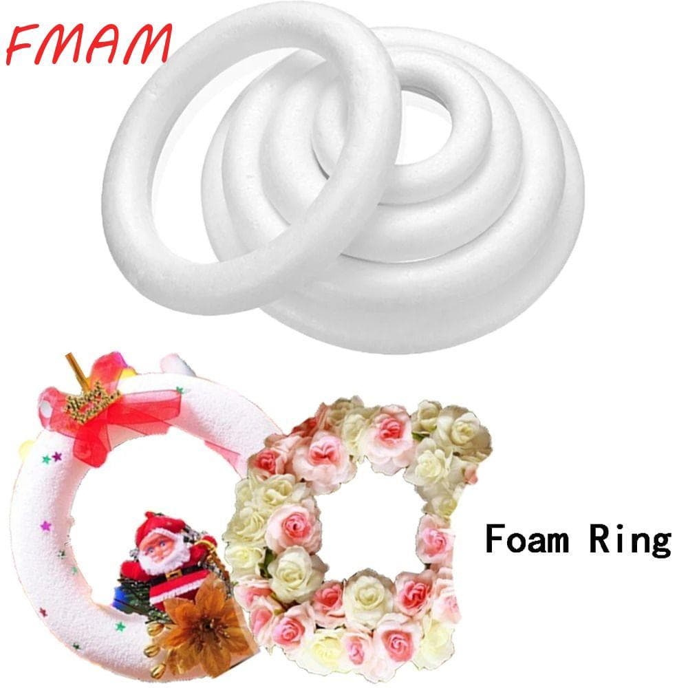 FMAM 1 Unidade De Anel De Espuma , Para Artesanato De Natal , Guirlanda Artesanal Branca DIY , 5/7/8/10/12/15/17/20 Cm