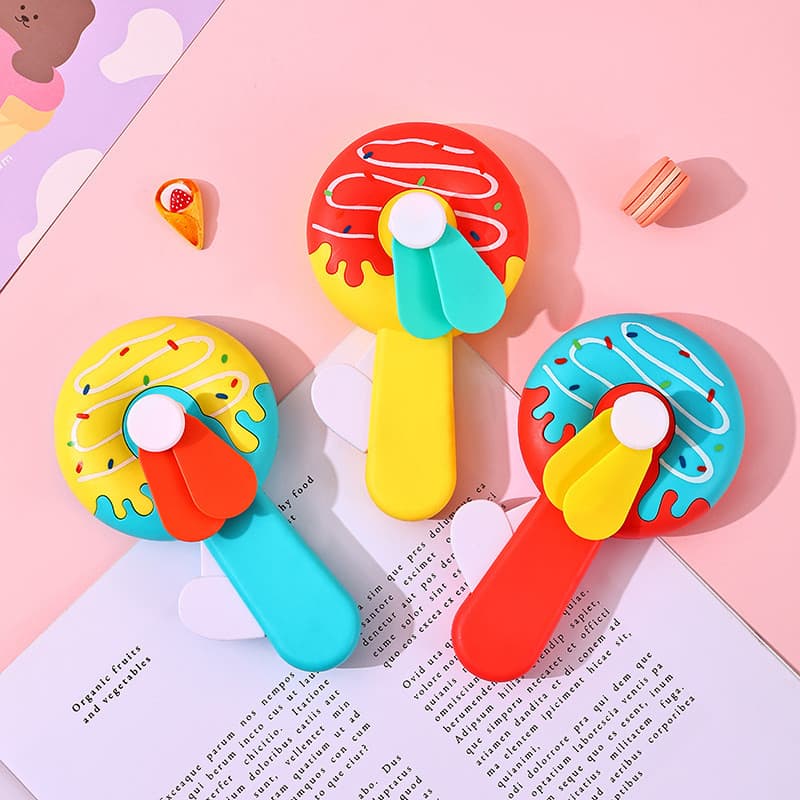 Donut mão pressão pequeno ventilador bonito portátil Mini Push tipo Manual ventilador de mão presente das crianças brinq