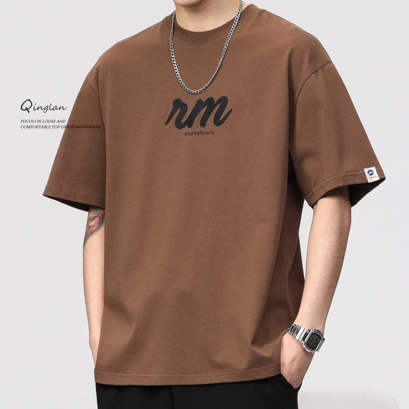 2023 impresso nacional na moda High Street verão masculino de manga curta camiseta solta meia manga Tren