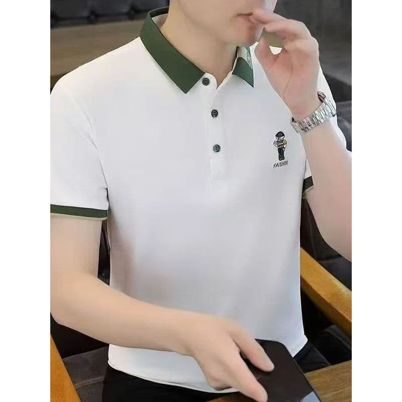 Verão fino de manga curta camiseta masculina versão coreana magro-ajuste bonito Casual de meia-idade jovem tamanho grand