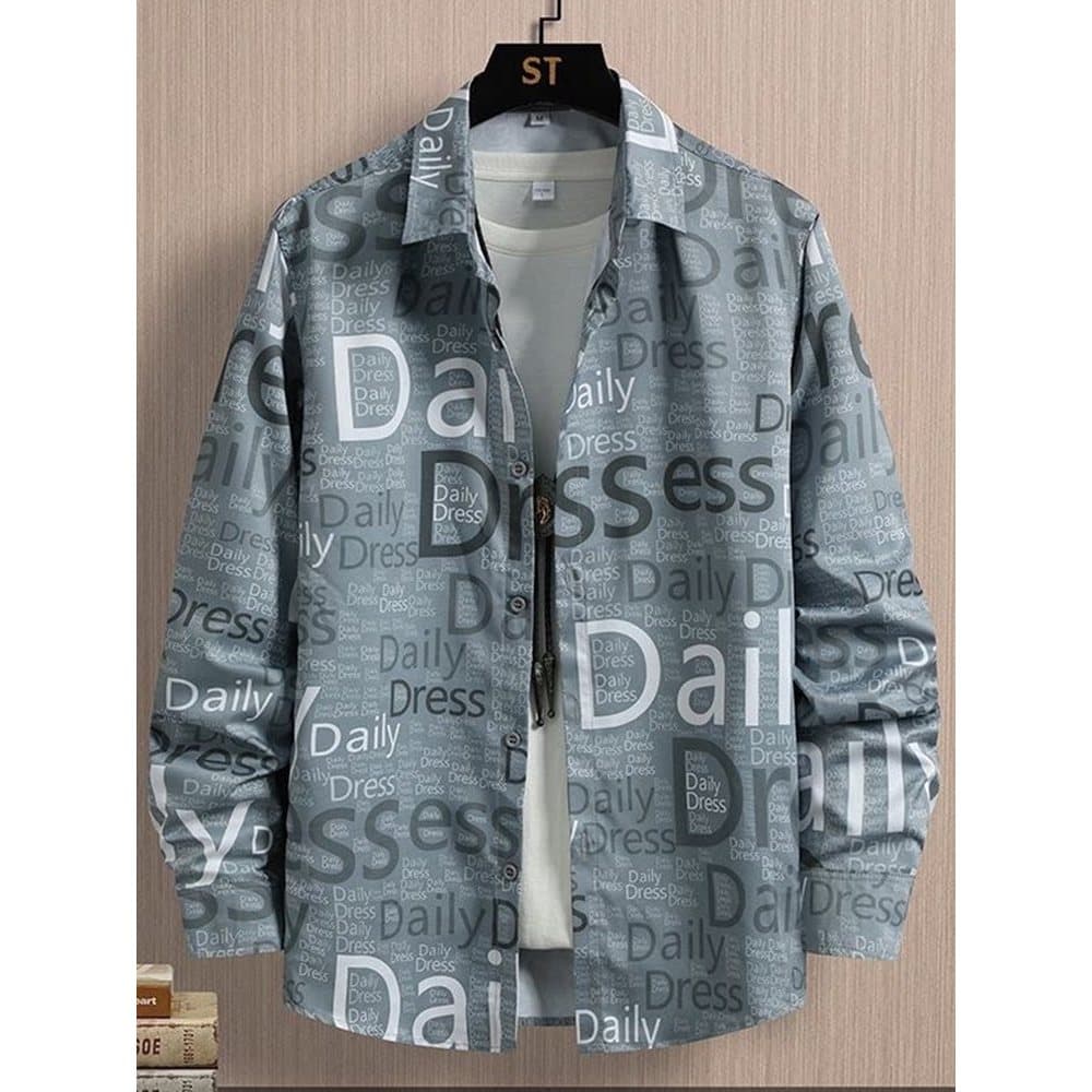 Primavera outono novo estilo completo impresso camisa masculina bonito único negócios Casual camisa de manga comprida ou