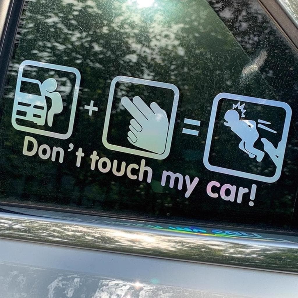 Não toque no meu carro, não toque no meu carro, não toque no meu carro, corpo engraçado, adesivo traseiro do carro