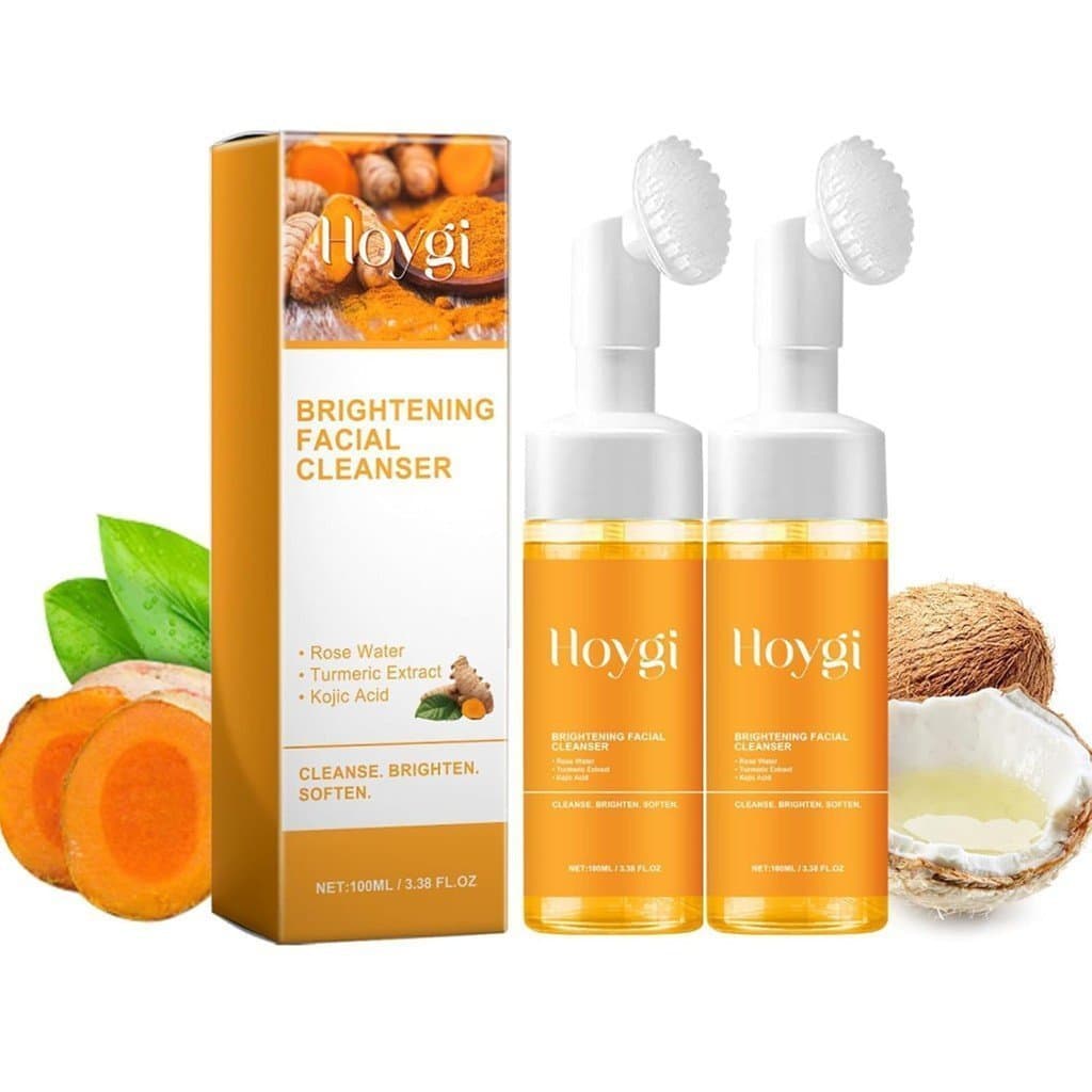 Pacote com 2 unidades de limpador facial de cúrcuma, sabonete facial de limpeza profunda com escova, limpador facial esp