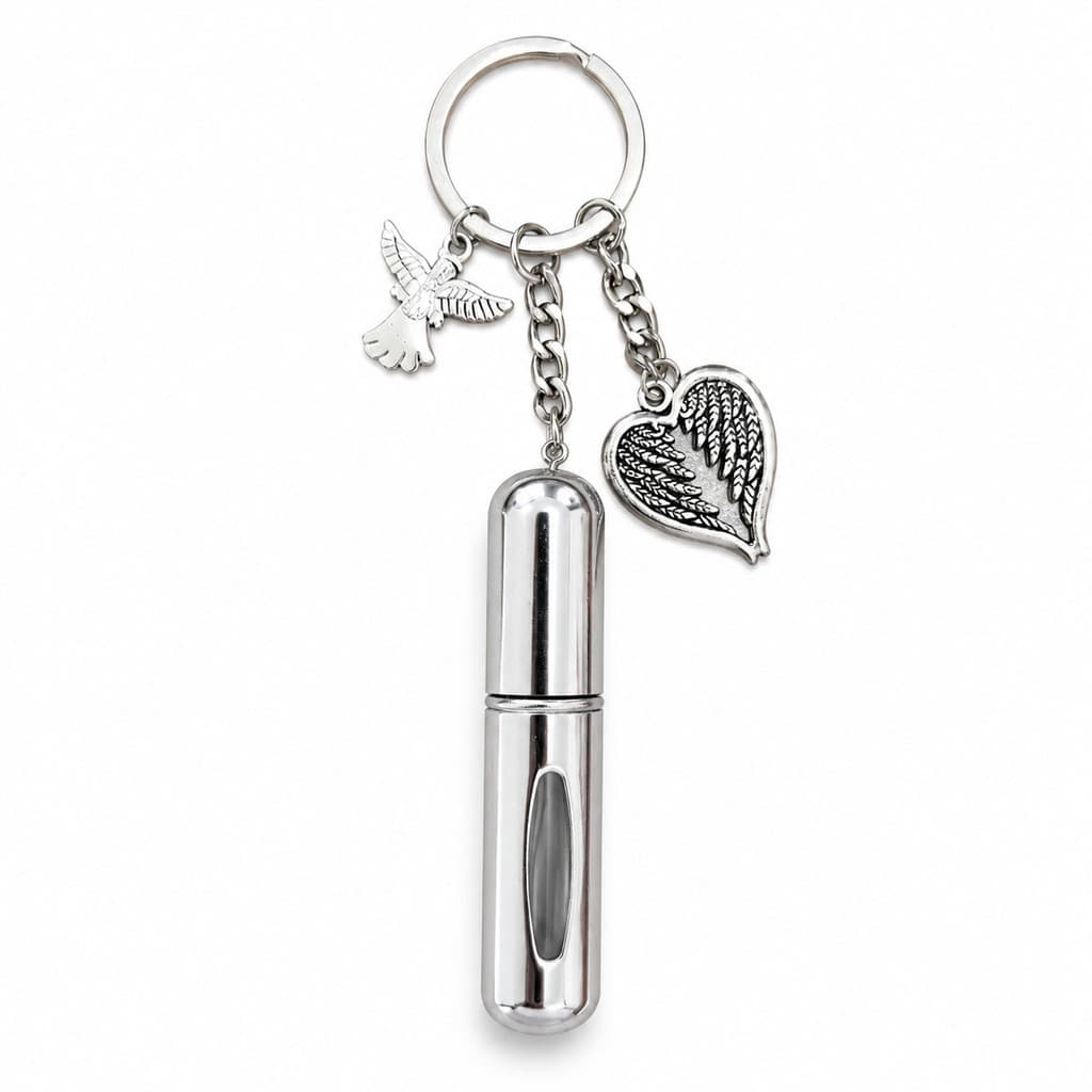 Frasco de Perfume Recarregável de 5ml com Pingente de Anjo, Frasco de Spray de Fragrância Recarregável Portátil com Chav