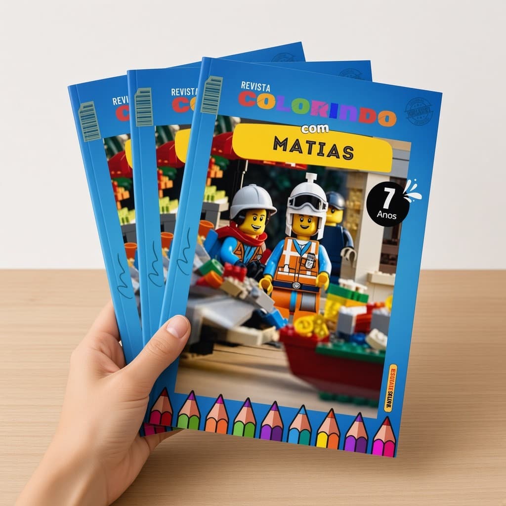 Kit 10 20 30 40 50 Revistinha LEGO CONSTRUÇÃO Livro de Colorir Infantil Lembrancinha PERSONALIZADO - DESENHO -  livrinho