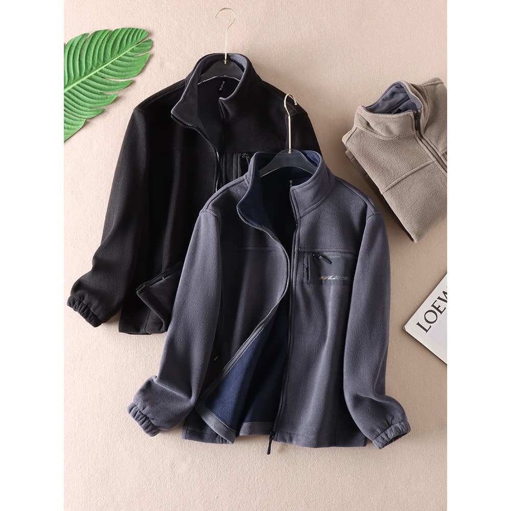 Diário Casual outono inverno jaqueta de lã Polar masculina gola quente zíper térmico Cardigan jaqueta X620