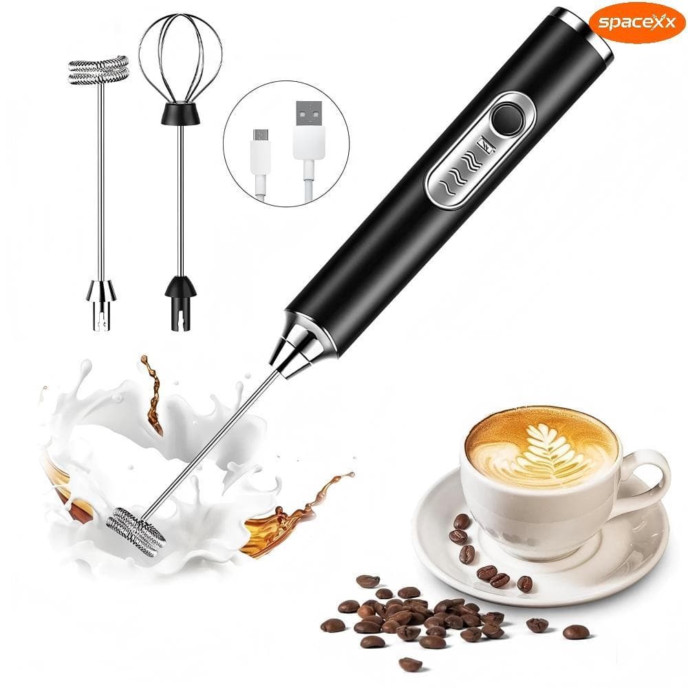 Batedor Misturador Mixer Elétrico portátil Recarregável Para Bebi Leite Café Ovo 2 em 1-Spacexx
