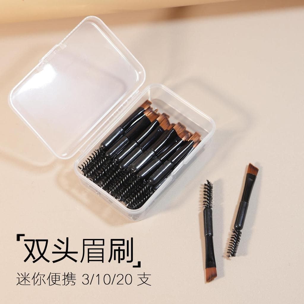 Pincel de sobrancelha japonês 10 peças Pincel de pó de sobrancelha de duas cabeças Pincel de sobrancelha chanfrado Pente
