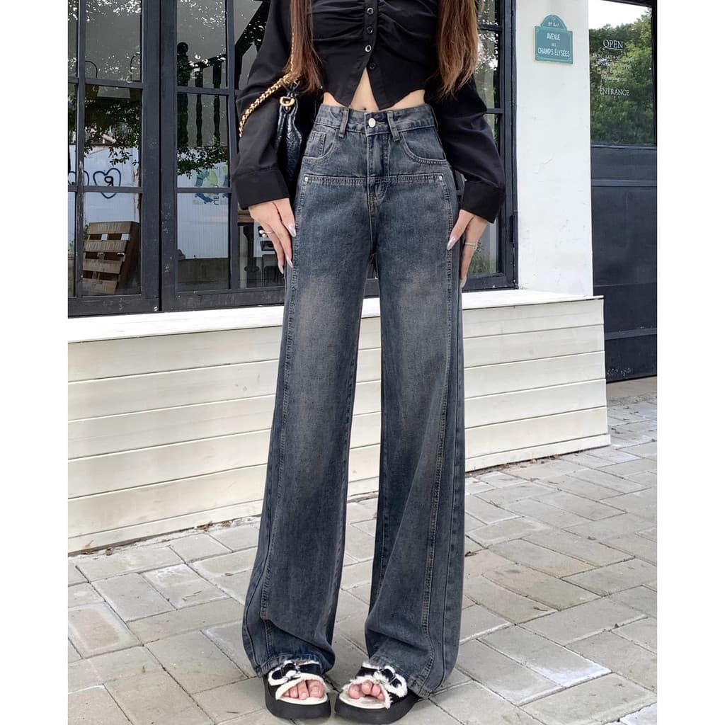 Calças estreitas de perna reta femininas 2026 novo estilo verão na moda calças jeans escuras casuais calças femininas so