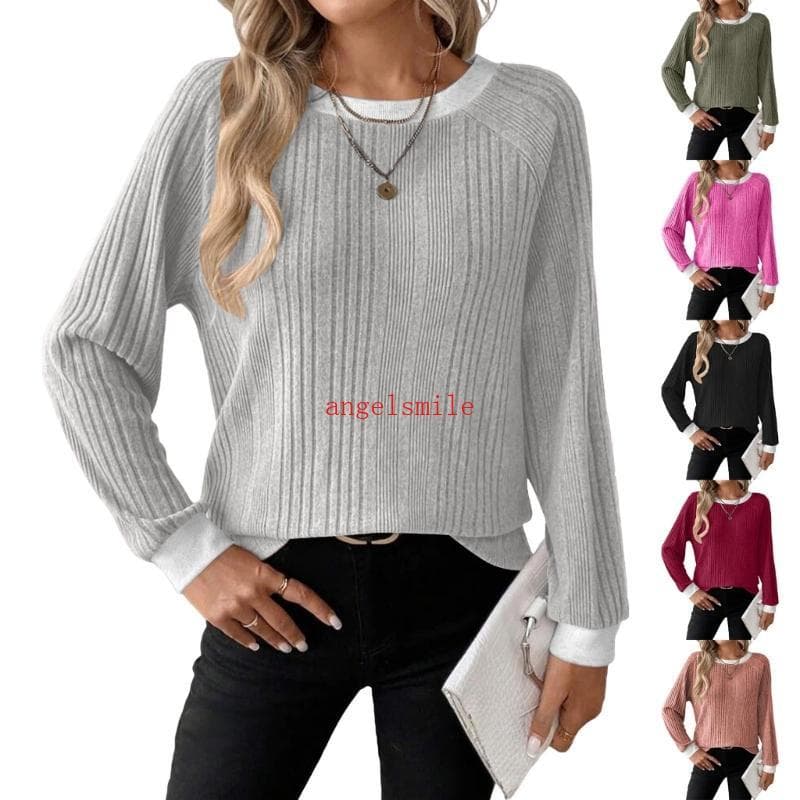 Camisas De Manga Comprida Ace Para Mulheres Moda Casual Solta Ajuste Feminino Tops Gola Redonda Pulôver Básico Túnicas
