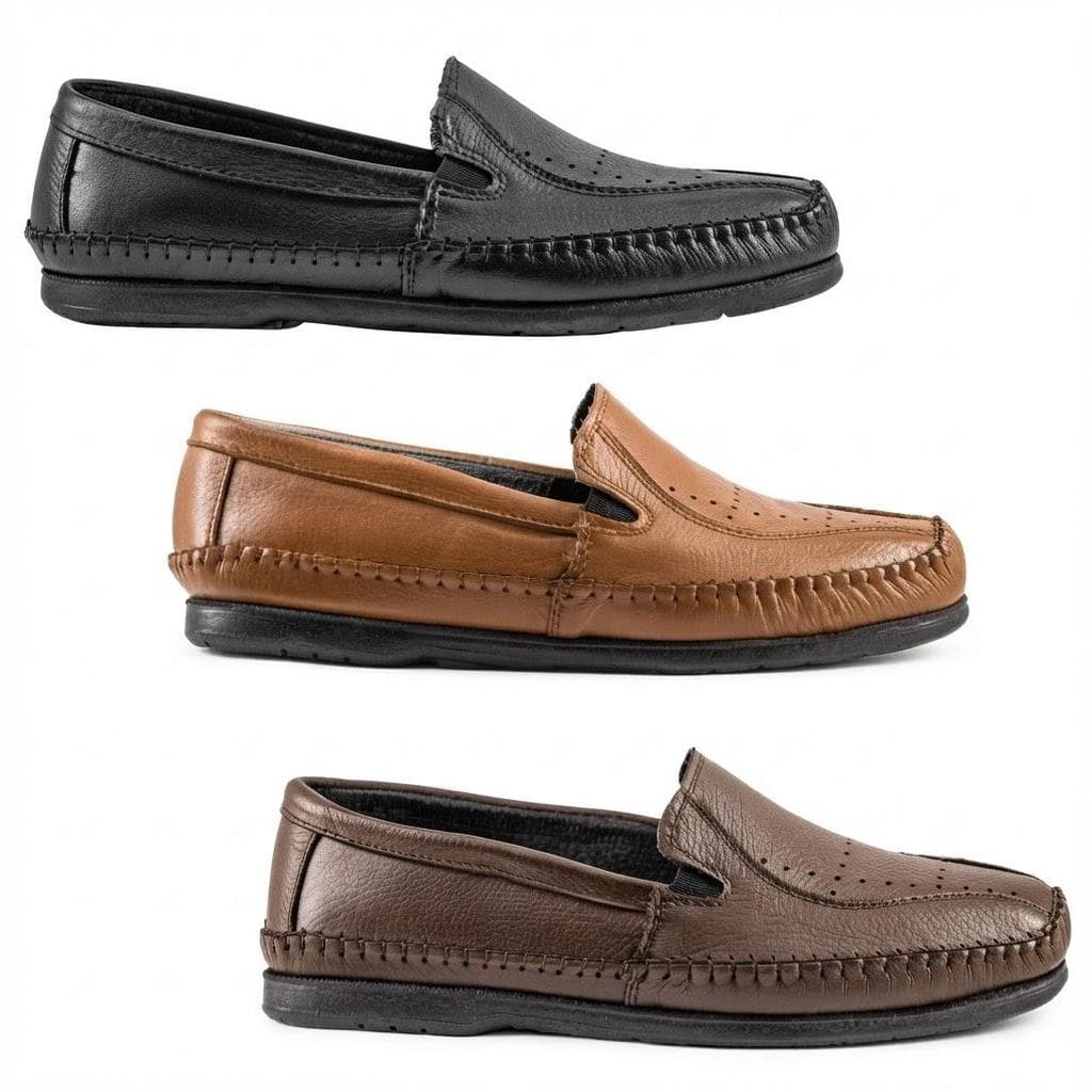 Kit com 3 pares Sapato Mocassim Sapatilha Couro Legitimo Masculino Casual Ortopédico envio imediato