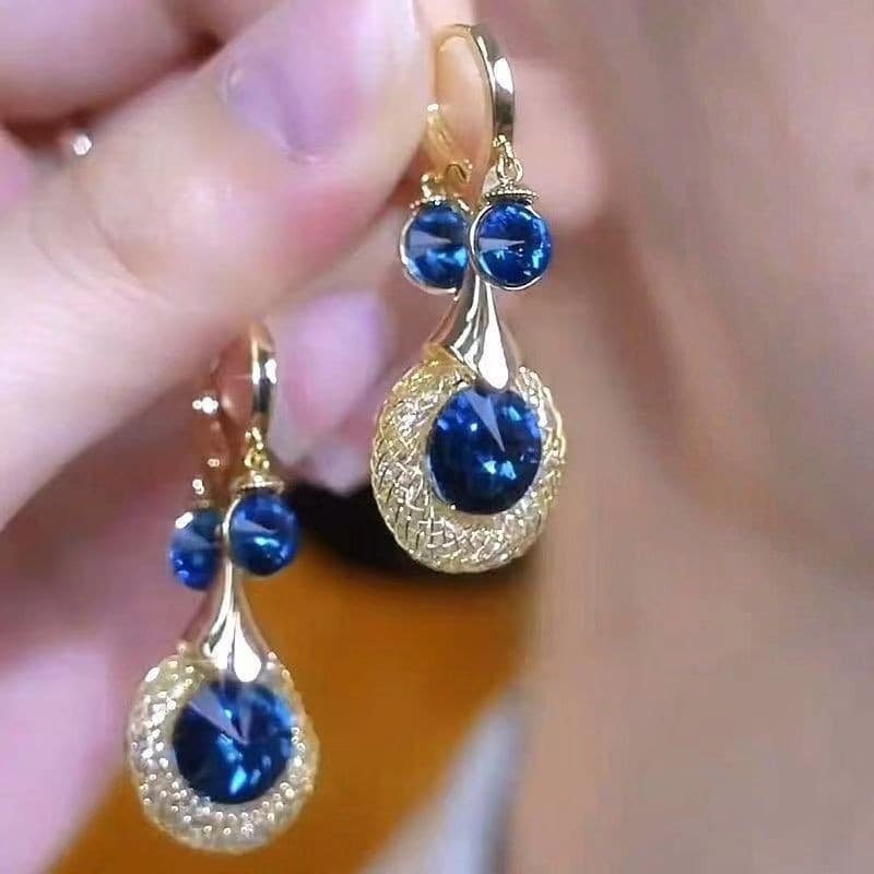 Novos brincos, brincos de cristal azul requintados, brincos da moda, modelo MKI0 RJTY.   BZO7