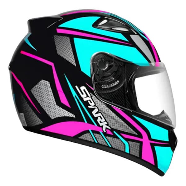 Capacete Ebf New Spark Spider Preto e Tifany Brilhante Moto