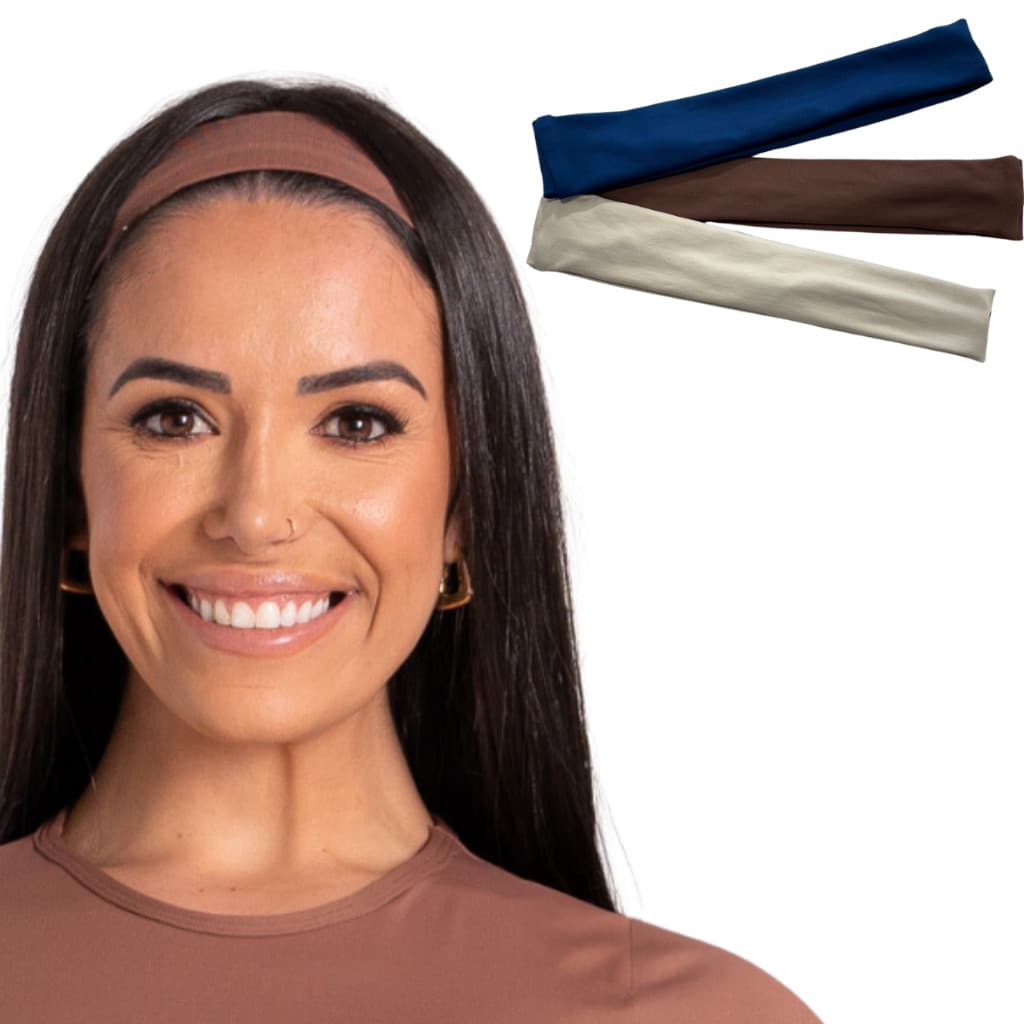 Kit 3 Faixa De Cabelo Para Treino Lisa Grossa Fitness EsportE FITNESS COM PROTEÇAO UV