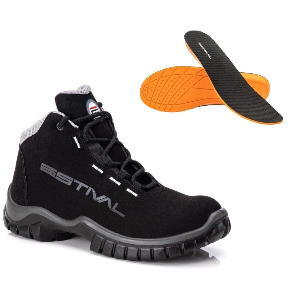 Bota De Segurança Eletricista Preto e Cinza Em Microfibra Estival -  EN10143S2 - Bico Composite - CA 45932
