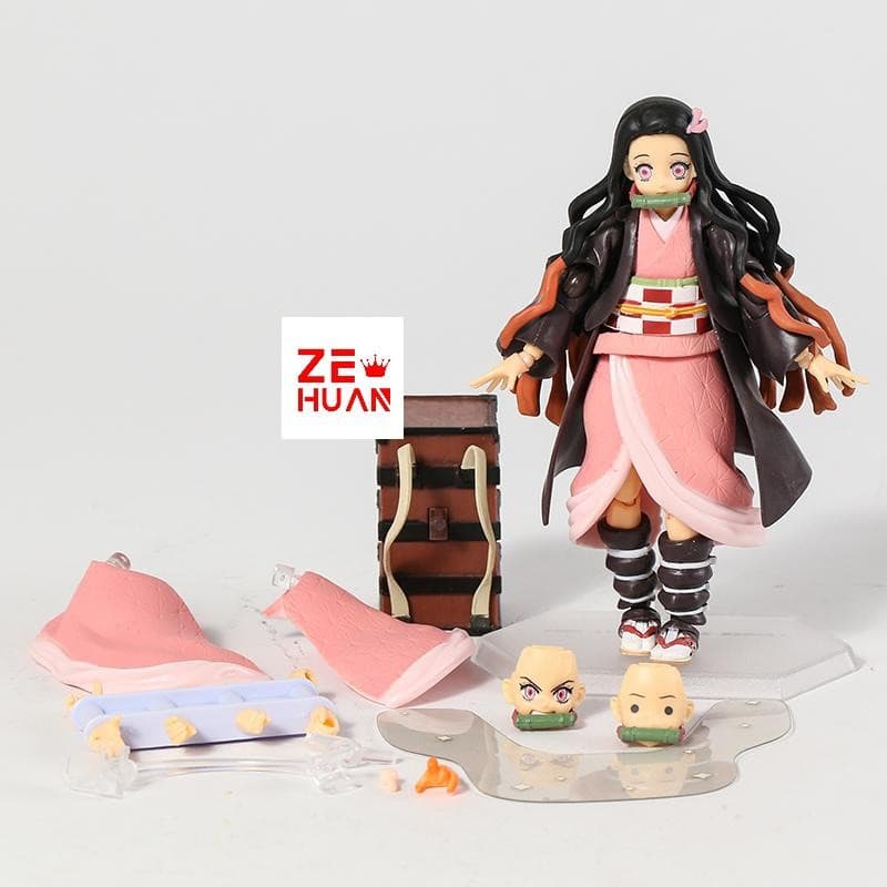 Articulado Demon Slayer Zenitsu Agatsuma Kamado Tanjiro Nezuko Figura De Ação brinquedo kimetsu no yaiba Figma