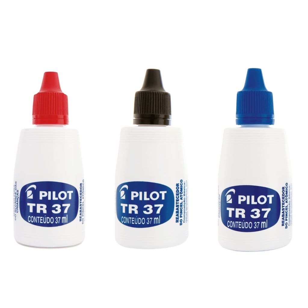 Kit 3 Refil Tinta Recarga de Pincel Atômico 37ml AZ PT VM Reabastecedor - Pilot