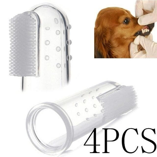 4 Peças Escovas De Dentes Para Animais De Estimação Cães E Gatos Escova Massageador Limpador