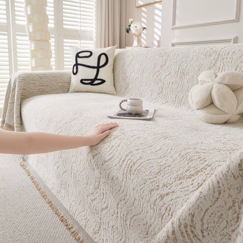 Capa De Sofá Reversível Onda De Água Tecido Chenille 4 Cores Decoração De Casa