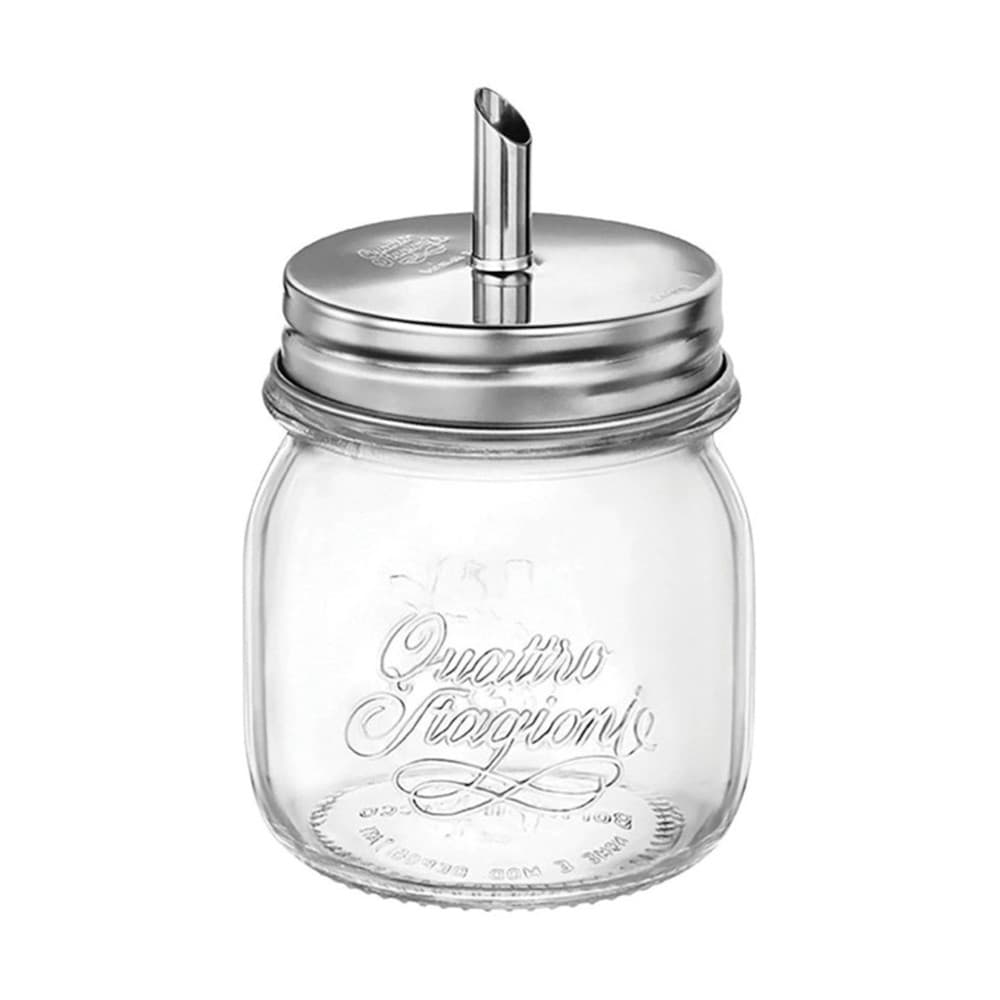 Açucareiro de Vidro com Tampa Inox QStagioni 250ml Transparente