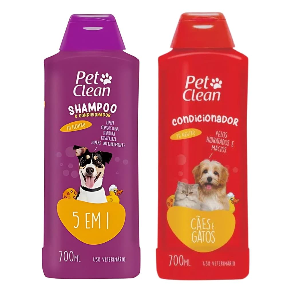 Kit Shampoo 5x1 Pet Clean + Condicionador 2em1 700ml Pet
