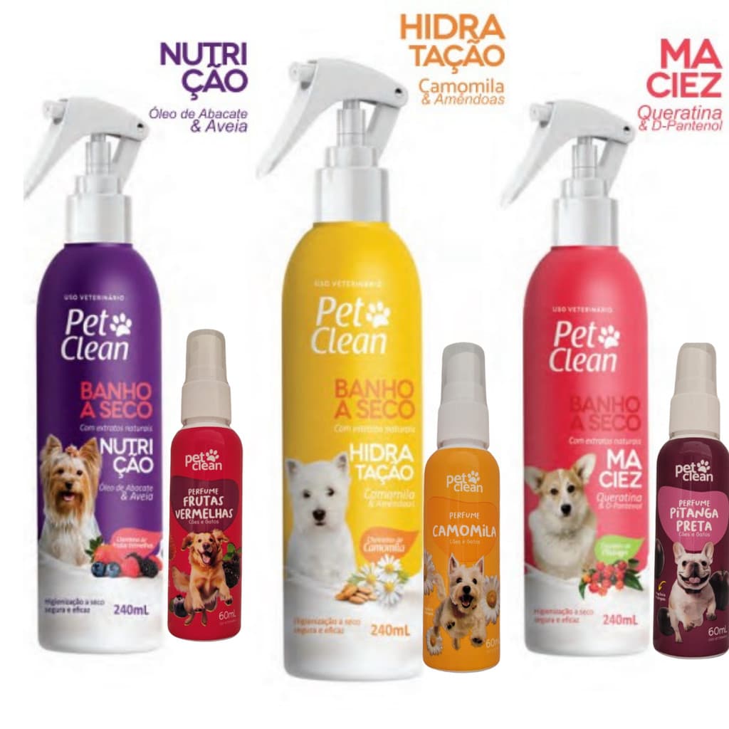 Kit Banho a Seco e Perfume Pet Clean
