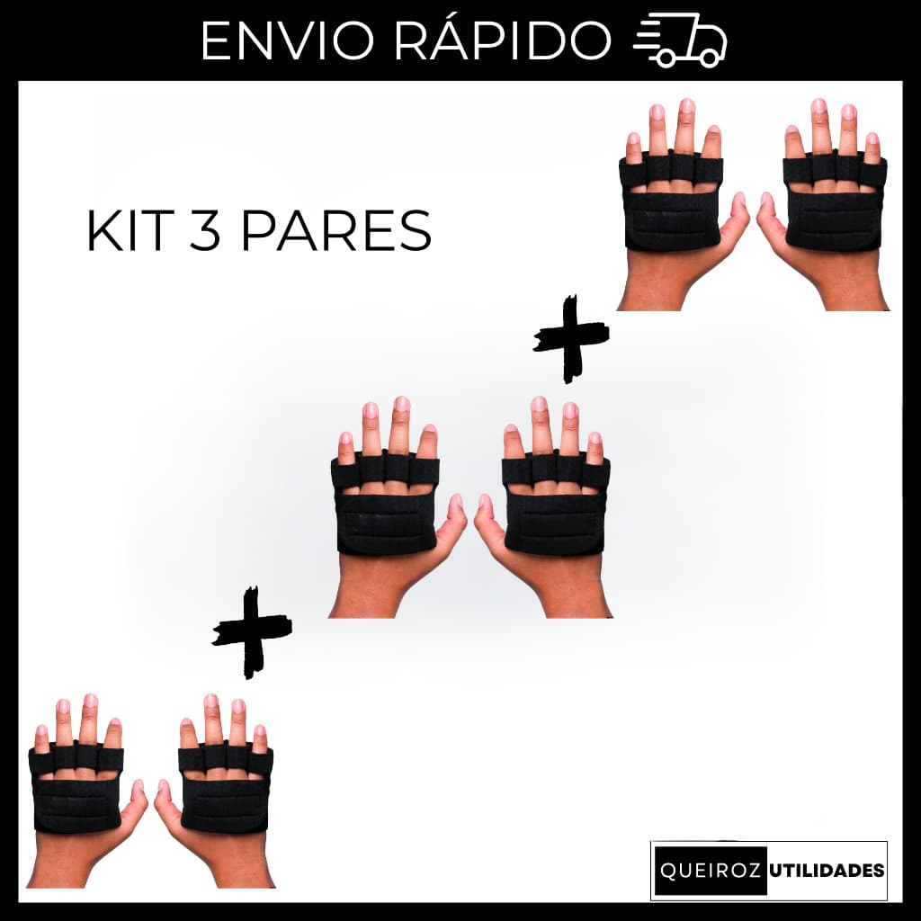 Kit - Luvas Caleira De Academia Para Musculação - 3 Pares De Luvas Treino Crossfit Fitness Bike Dedeira oferta