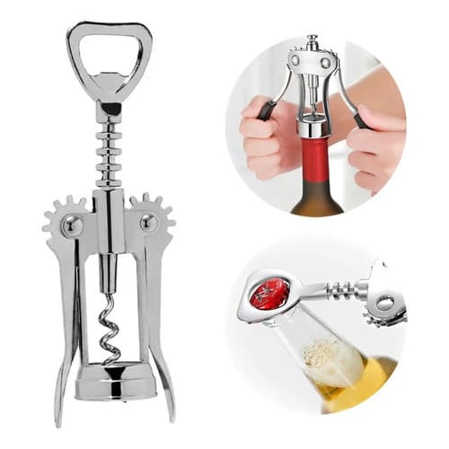 Abridor De Garrafa Vinho Saca Rolha Inox Profissional + Nf