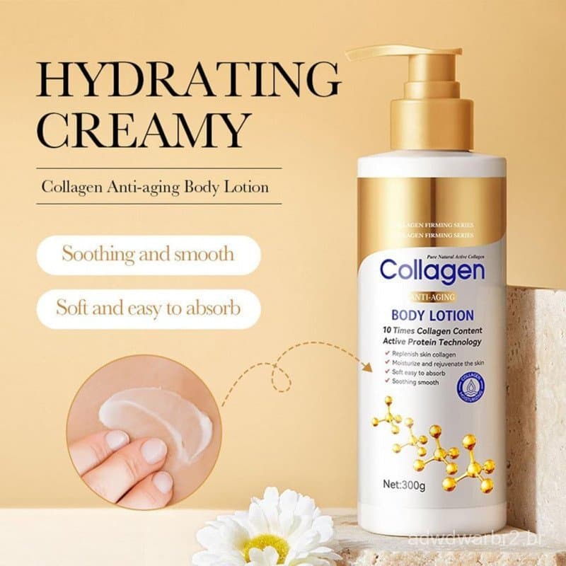 Loção Corporal de Colágeno e Ácido Hialurônico, Loção Corporal Firmadora de Colágeno com Portulaca Oleracea para Mulhere