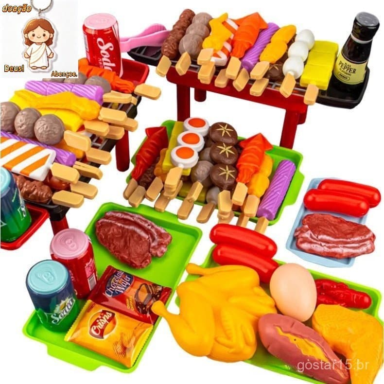Conjunto De Churrasqueira De Brinquedo Para Churrasco Simulação De Vinho/Comida/Grelha kebab