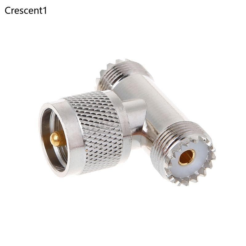 Crescent1 Para T Forma UHF PL259 2 Fêmea SO239 Conector Triplo Coaxial 3 Vias