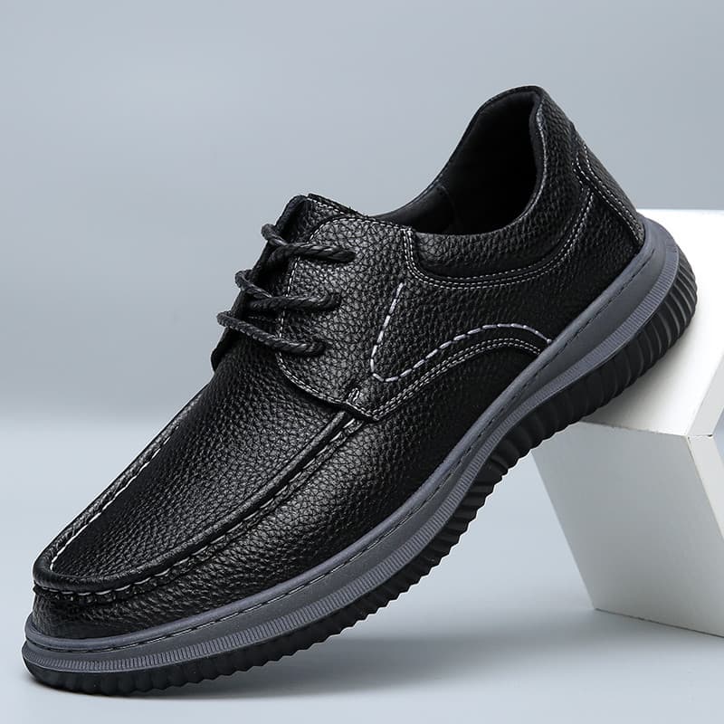 2026 Primavera Novo Estilo de Negócios Sapatos de Couro Casuais Masculinos Couro Genuíno Dedo Do Pé Redondo Lace-Up Sola