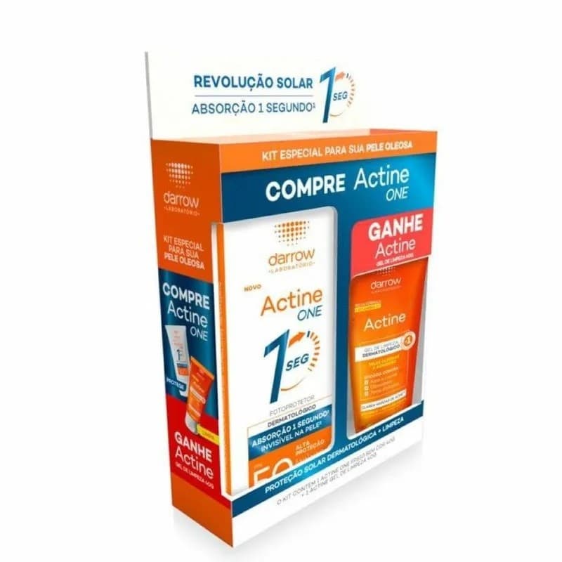 Kit Facial Darrow Protetor Solar Actine One FPS50 sem cor 40g + Actine Gel de Limpeza 40g