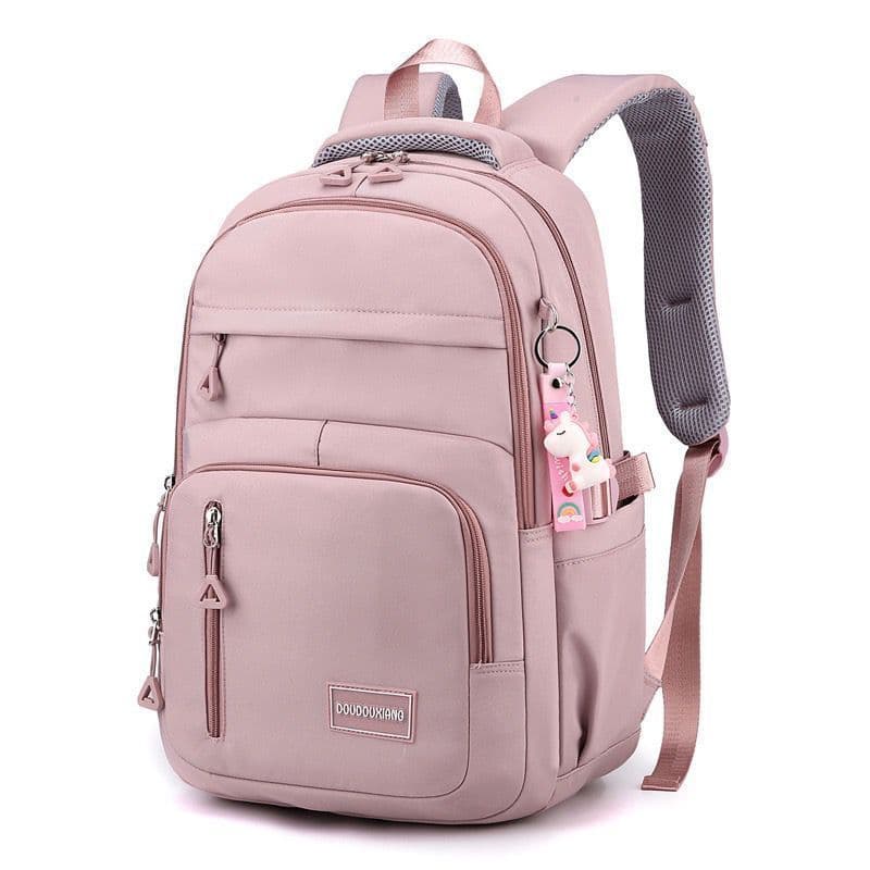 Bolsa Mochila Feminina escola de nylon Impermeável com bolsa anti-furto na verso