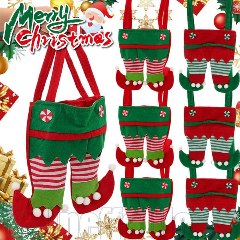 Saco De Presente De Calças De Elfo De Natal-Decoração De Casa Navidad-Embalagem Doces-Sacola De Compras Reutilizável Árv