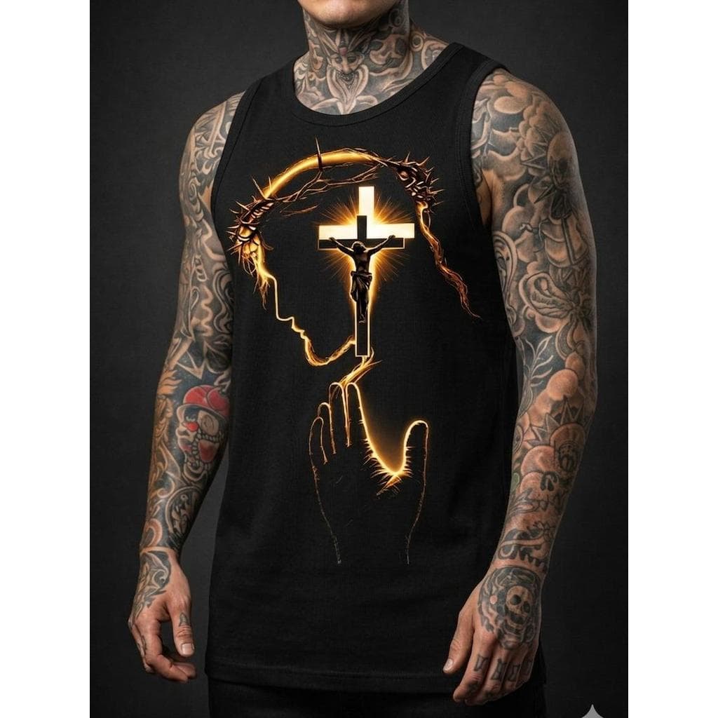 Camiseta Regata machão Unissex  Feminina Masculina Estampa Jesus cristo Algodão conforto Casual estilo Dia Dia