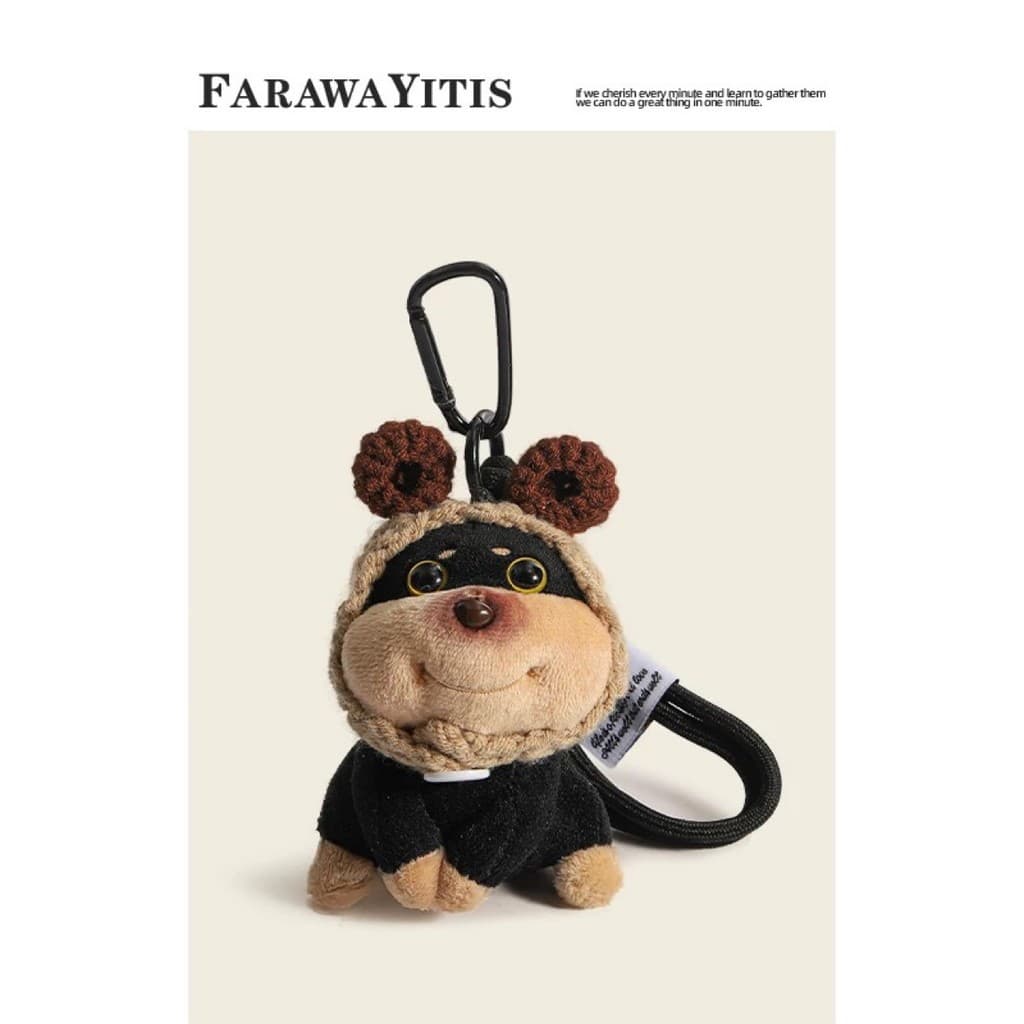 Original diy abelha filhote de cachorro saco pingente menina boneca de pelúcia chaveiro mochila saco de escola pingente