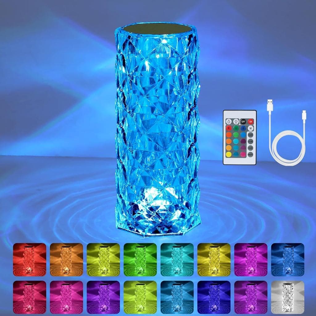 Lâmpada de Cristal VoMii Touch, Luz Noturna RGB com 16 Cores Mutáveis e Controle Remoto, Lâmpada de Mesa de Cristal, Lâm