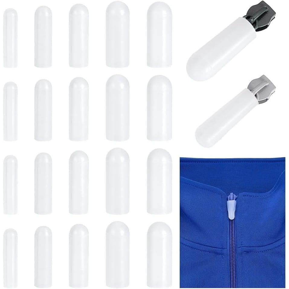 PH PandaHall 25 peças, 5 tamanhos, protetores de zíper de silicone branco, capas protetoras multi-tamanho para máquina d