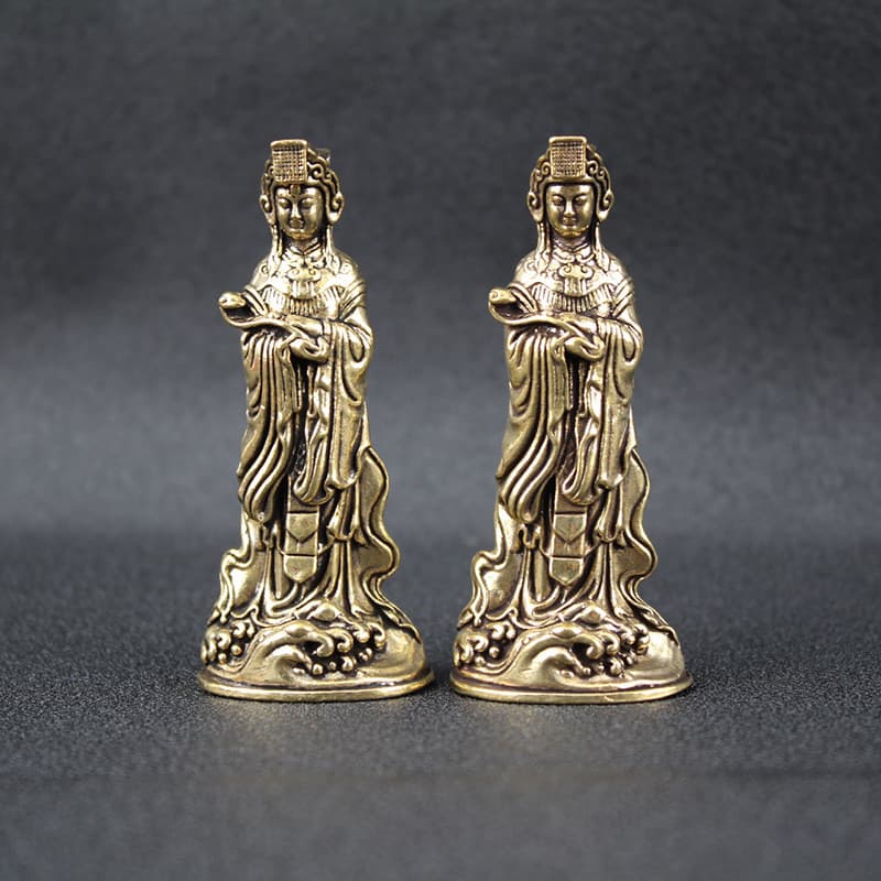 Artesanato em latão Mazu, itens de decoração para casa, estátua de Mazu, estátua da Deusa do Céu, ornamentos de presente