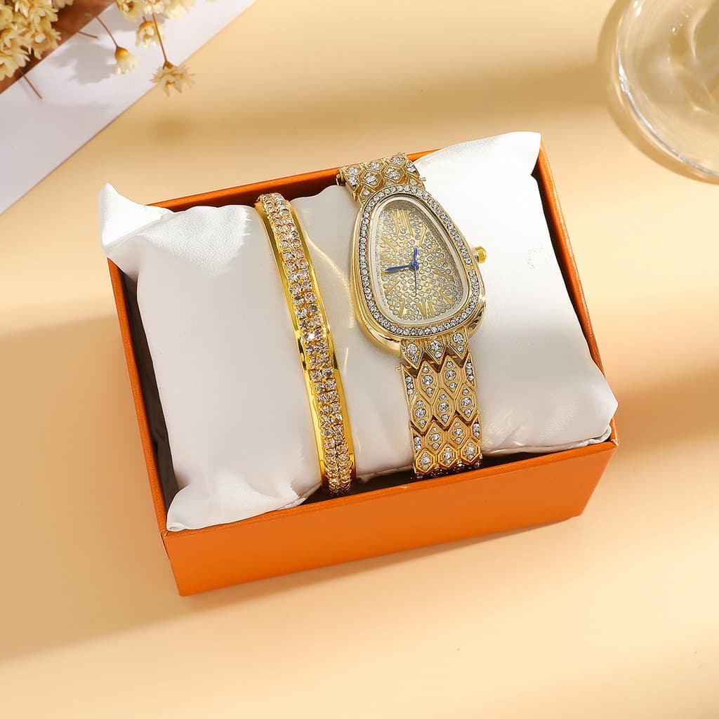 Estoque pronto novo produto Oval diamante-incrustado inglês relógio moda banda de aço decoração relógio feminino relógio