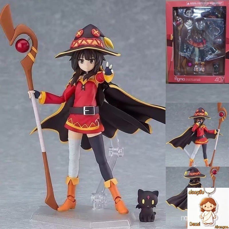 Kono Subarashii Sekai Ni Syukufuko Wo Figma 407 Megumin Mudança De Rosto Anime Figura De Ação Articulada Modelo Bonecas